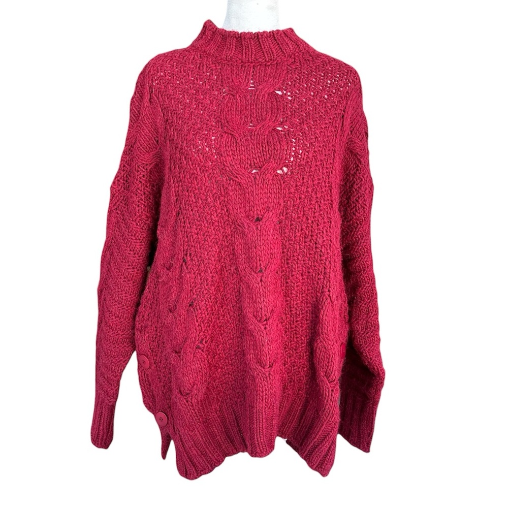 Mersea Topanga Cable Crew Sweater Wine One Size